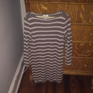 Stripped long sleeve sweater dress